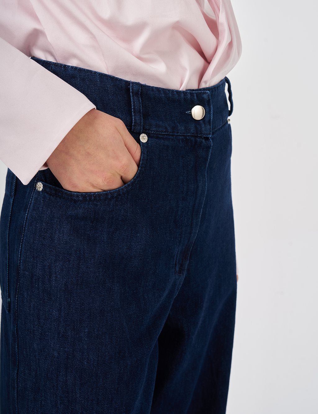 Yıkamalı Tifsitmeli Denim Pantolon Lacivert 