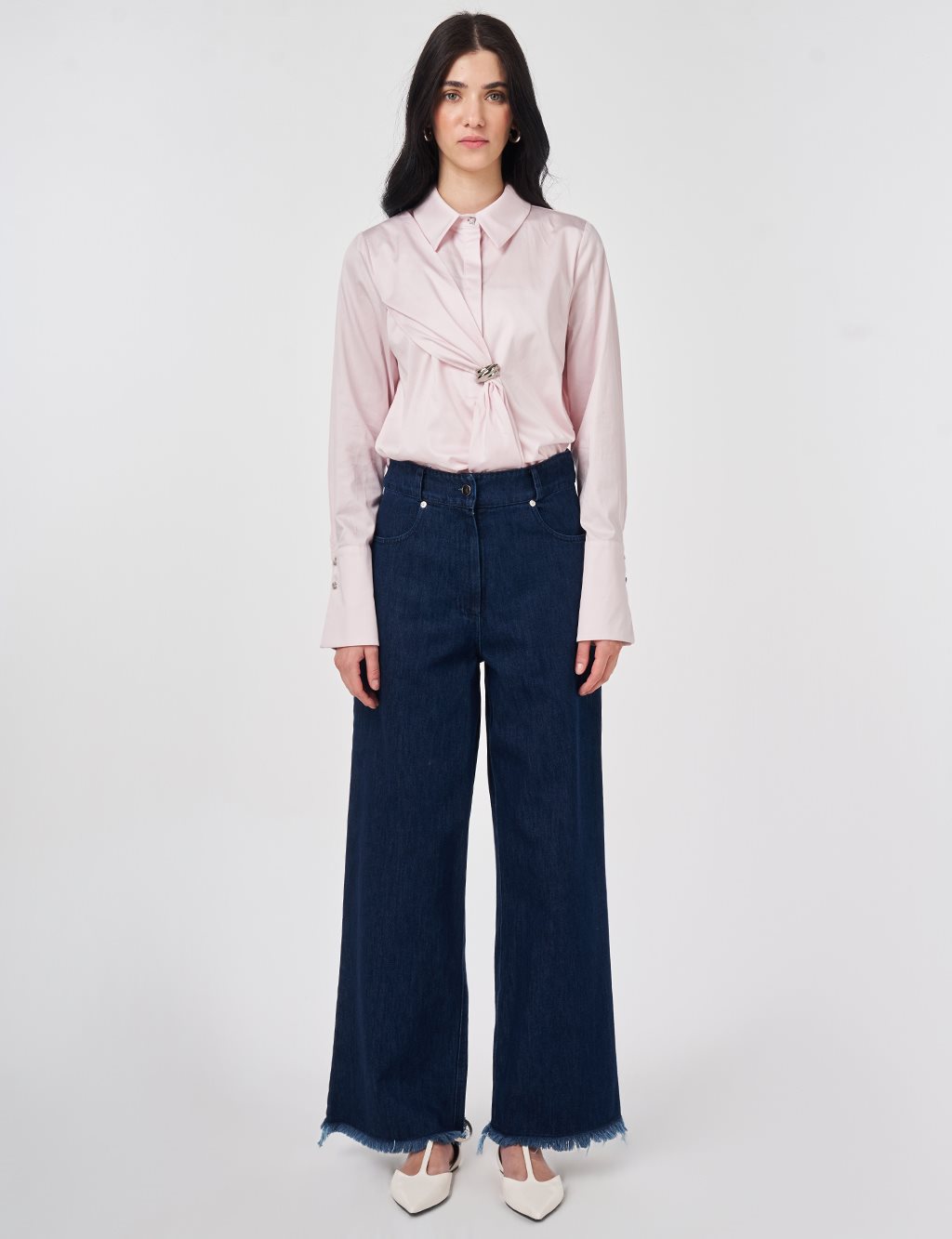 Yıkamalı Tifsitmeli Denim Pantolon Lacivert 