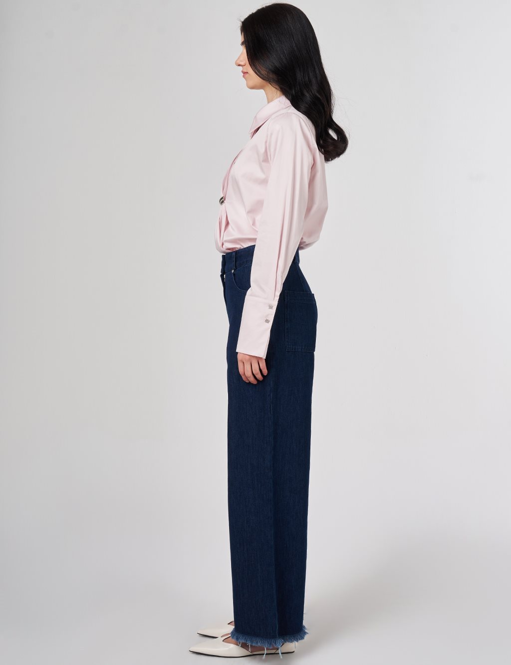 Yıkamalı Tifsitmeli Denim Pantolon Lacivert 