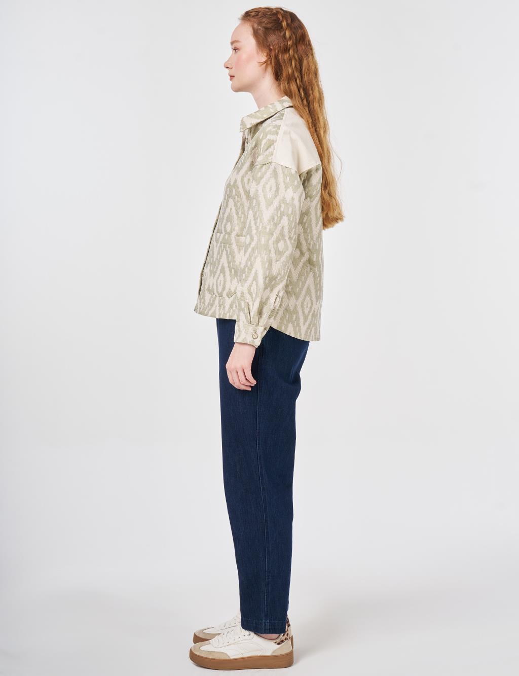 Geometric Pattern Jacket Moss Green