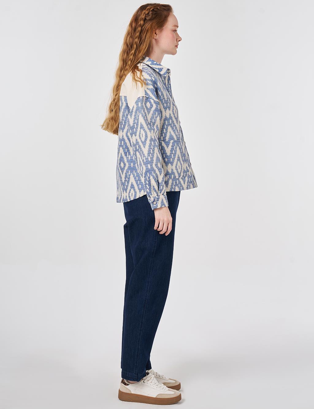 Geometric Pattern Jacket Indigo