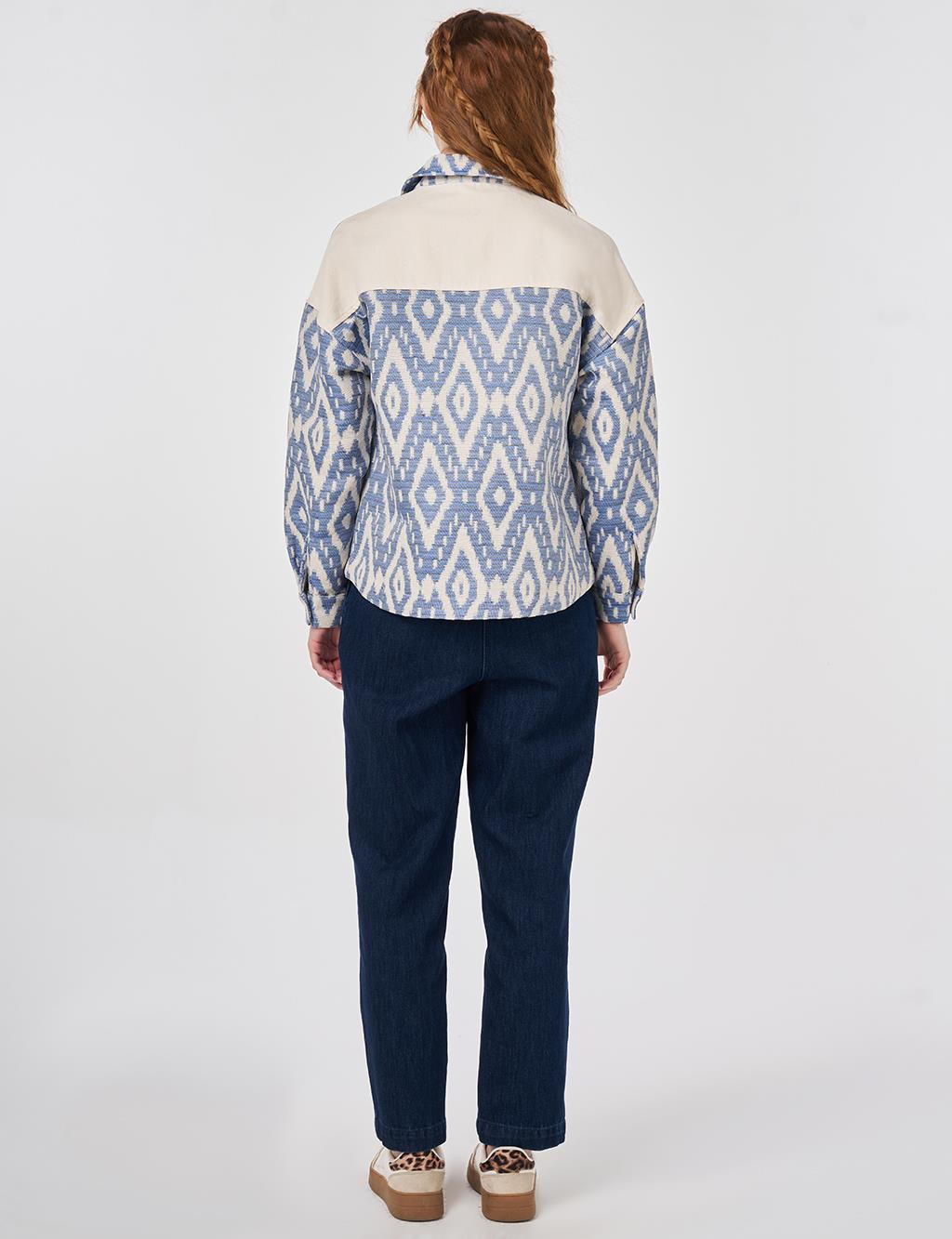 Geometric Pattern Jacket Indigo