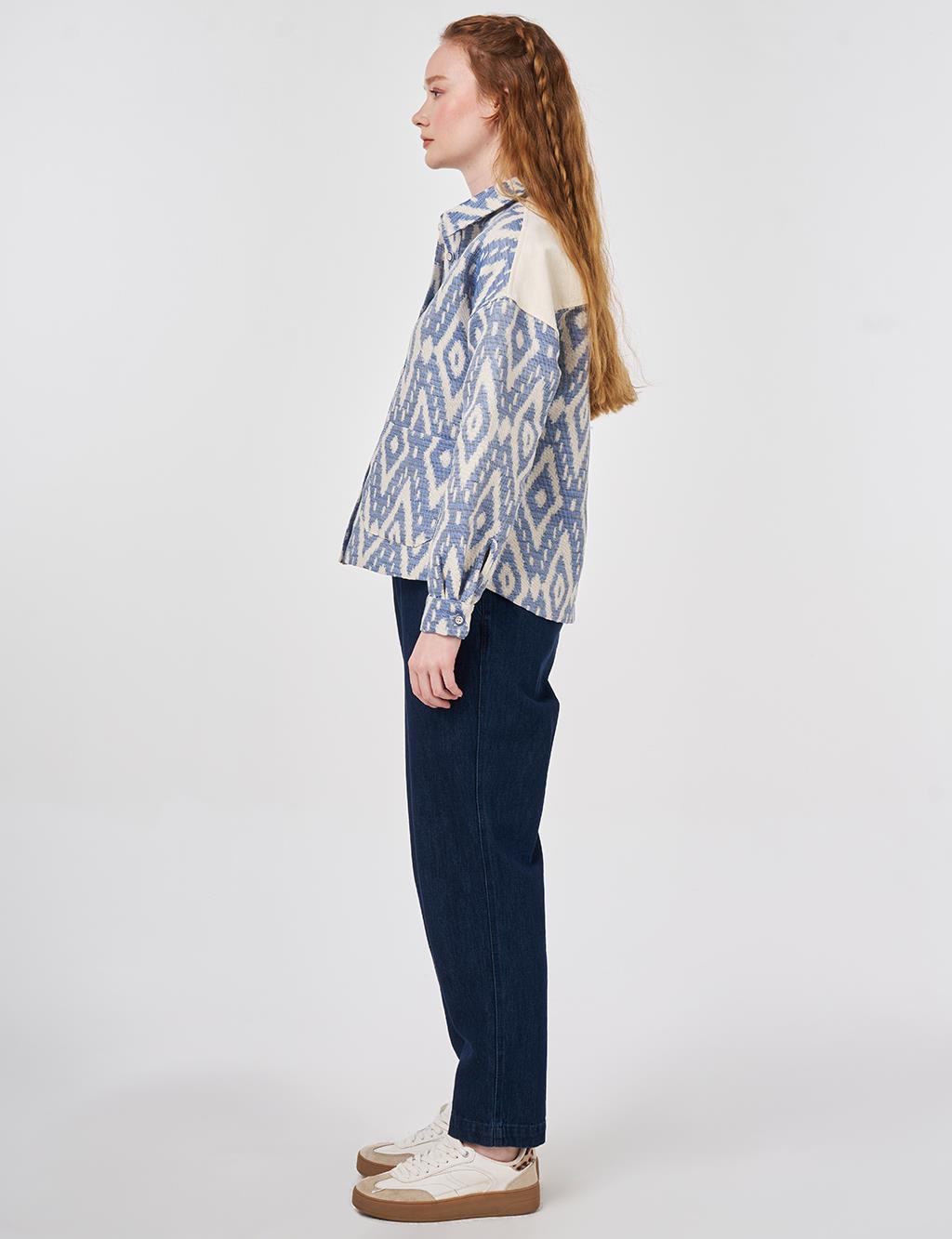 Geometric Pattern Jacket Indigo