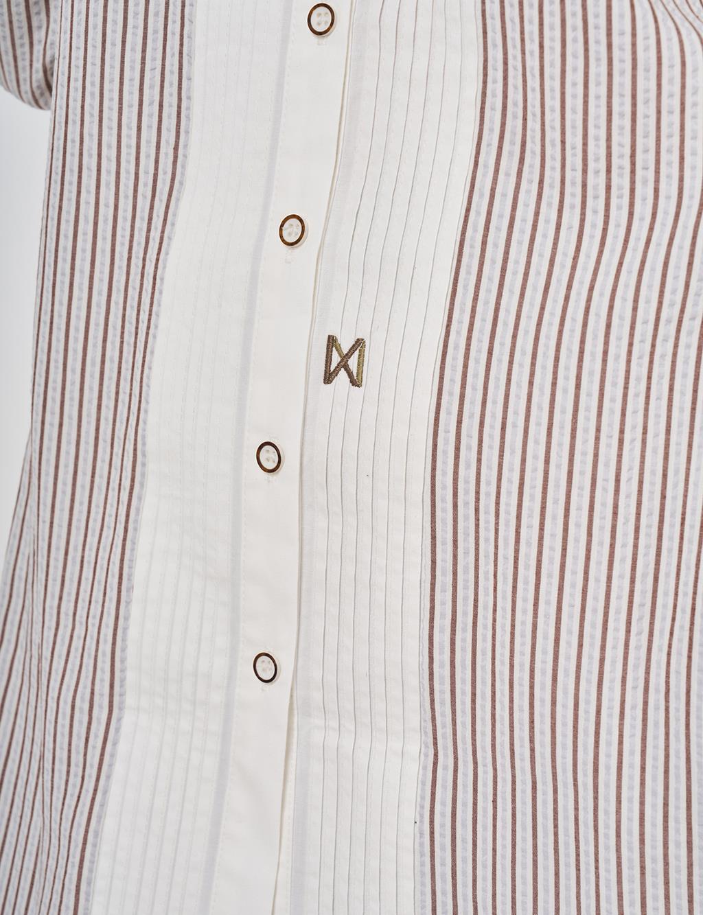 Nervür Dikişli Viskon Tunik Kahve