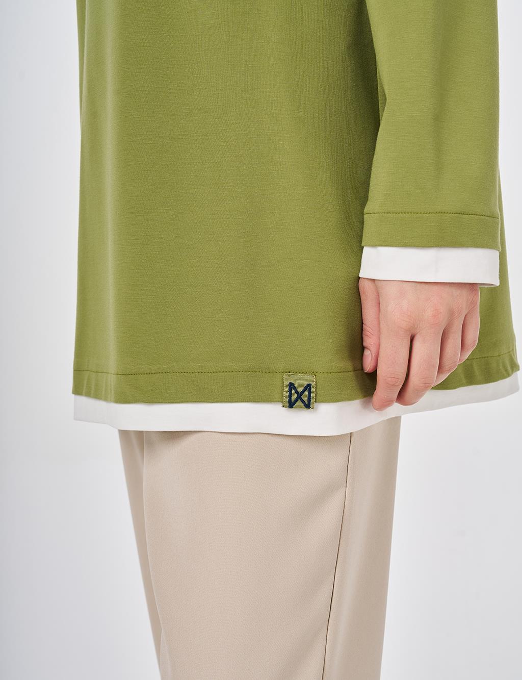 Trim-Detail Jersey Sweatshirt Matcha Green