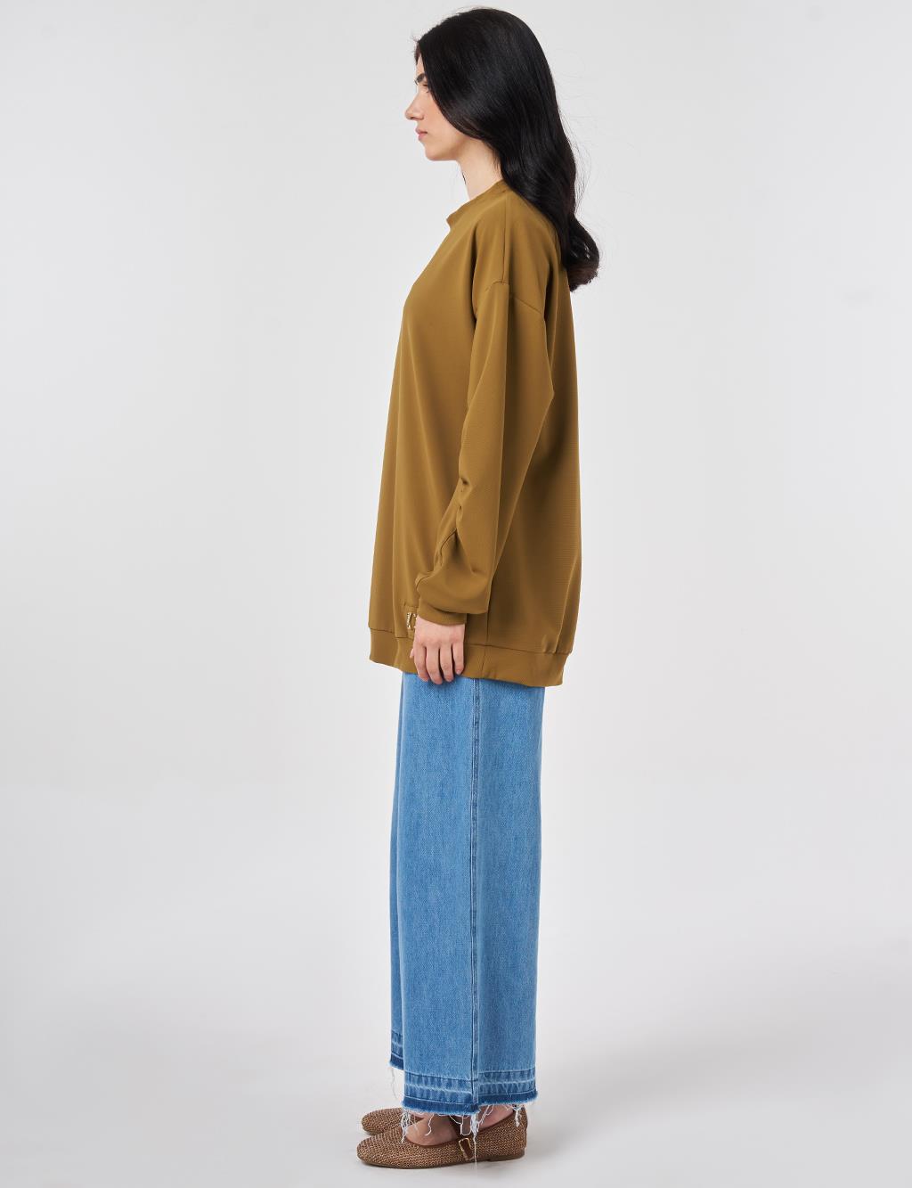 Logo Detaylı Sweatshirt Oliv