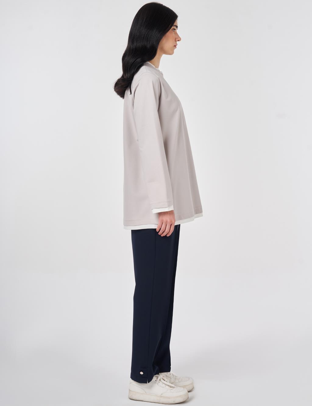 Trim-Detail Jersey Sweatshirt Gray