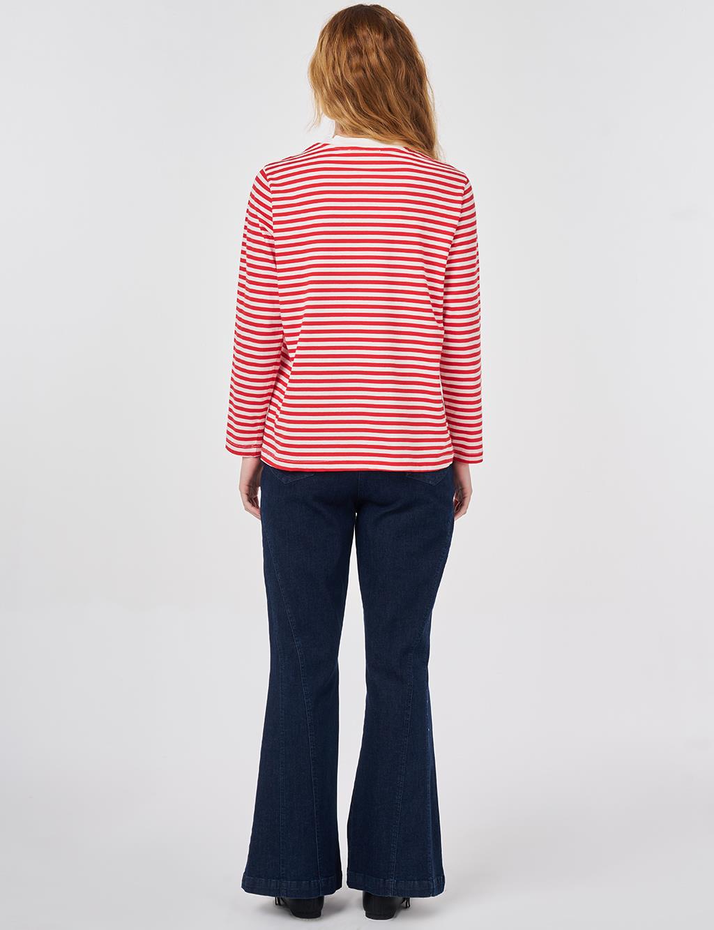 Hotfix Printed Knitted Blouse Red