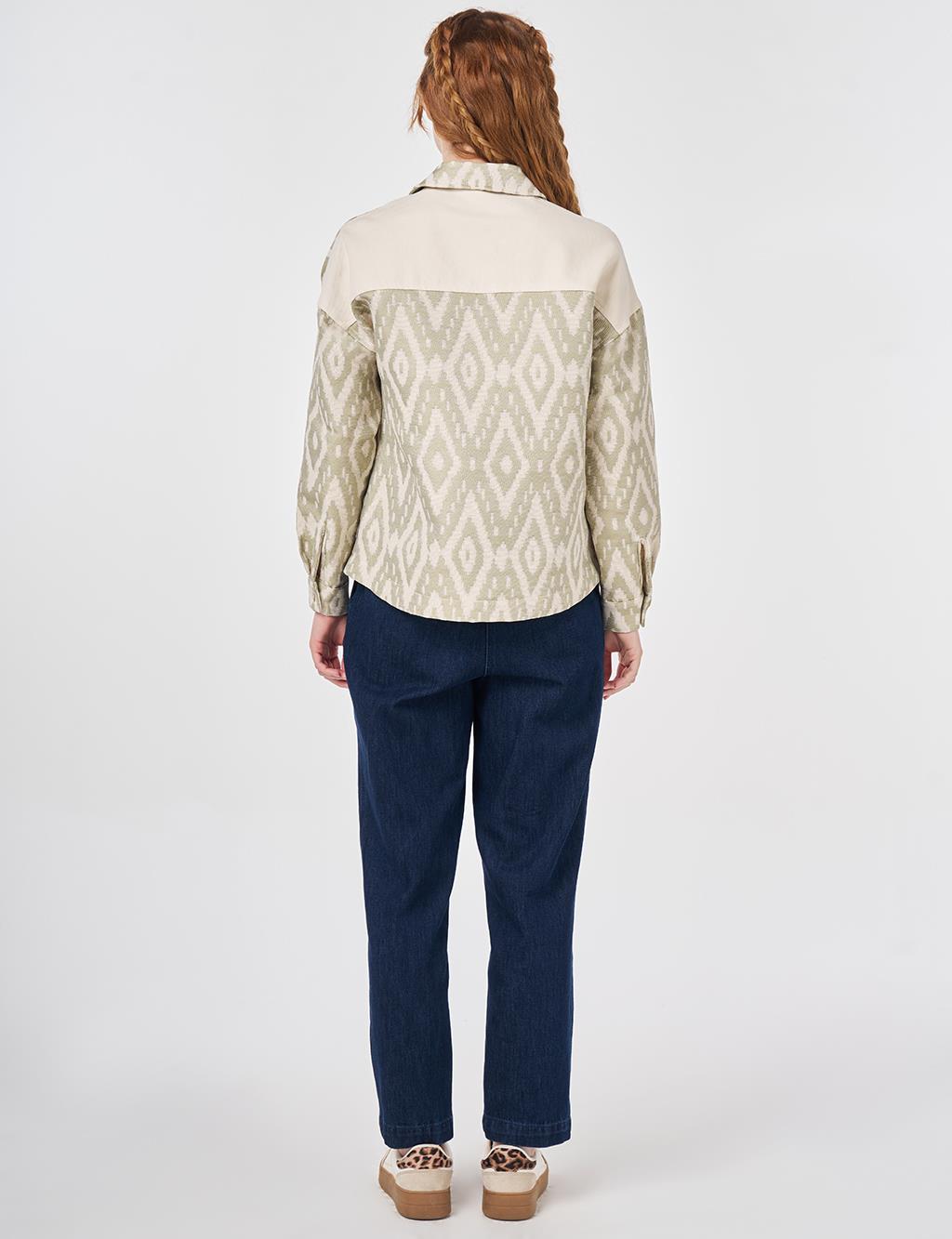 Geometric Pattern Jacket Moss Green