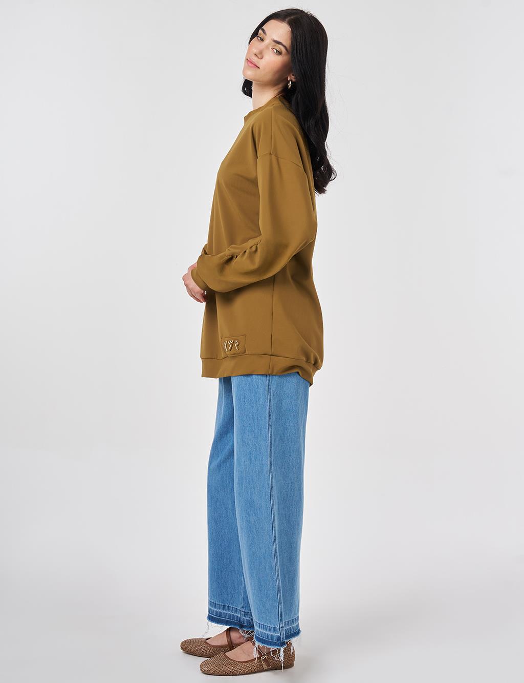 Logo Detaylı Sweatshirt Oliv