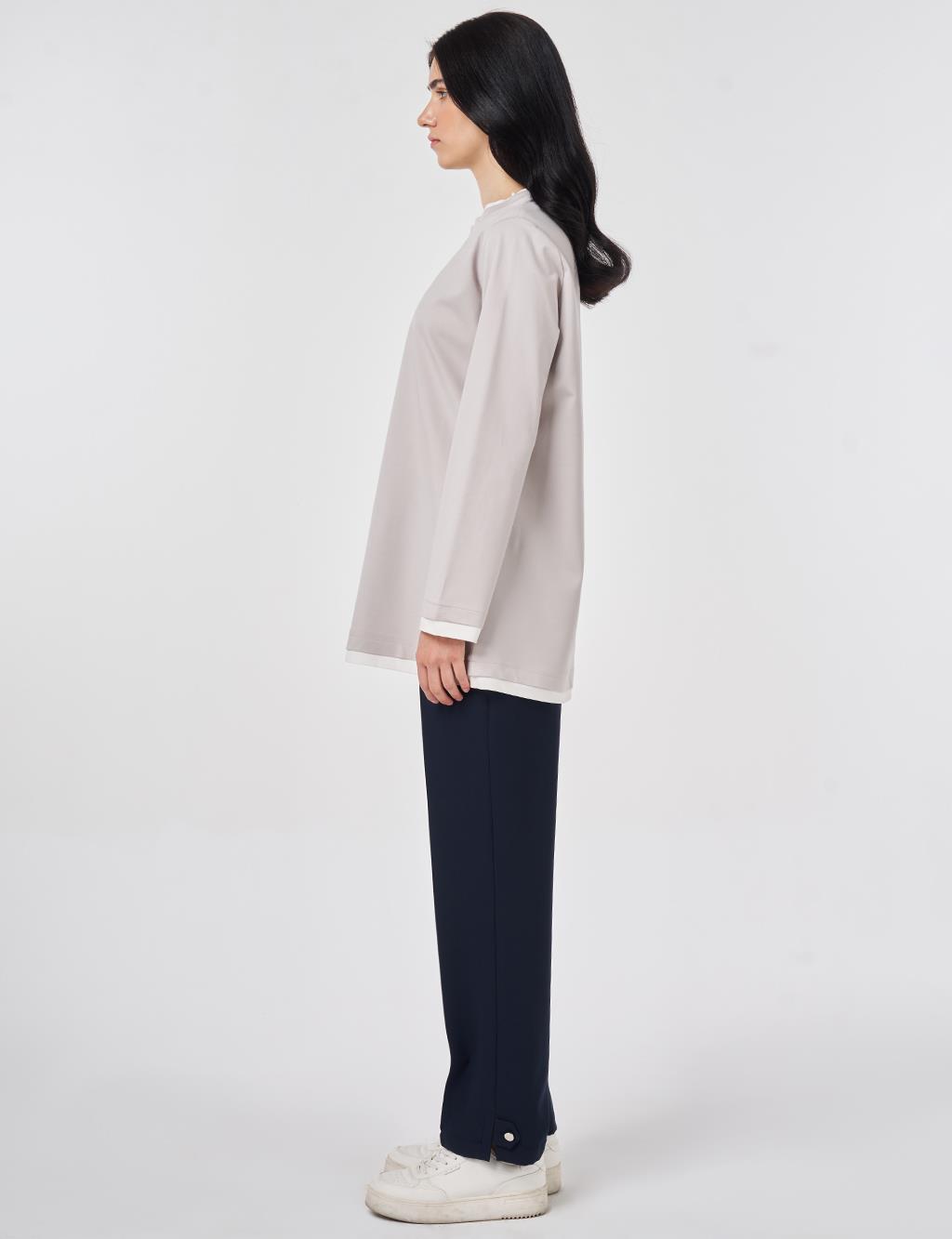 Trim-Detail Jersey Sweatshirt Gray