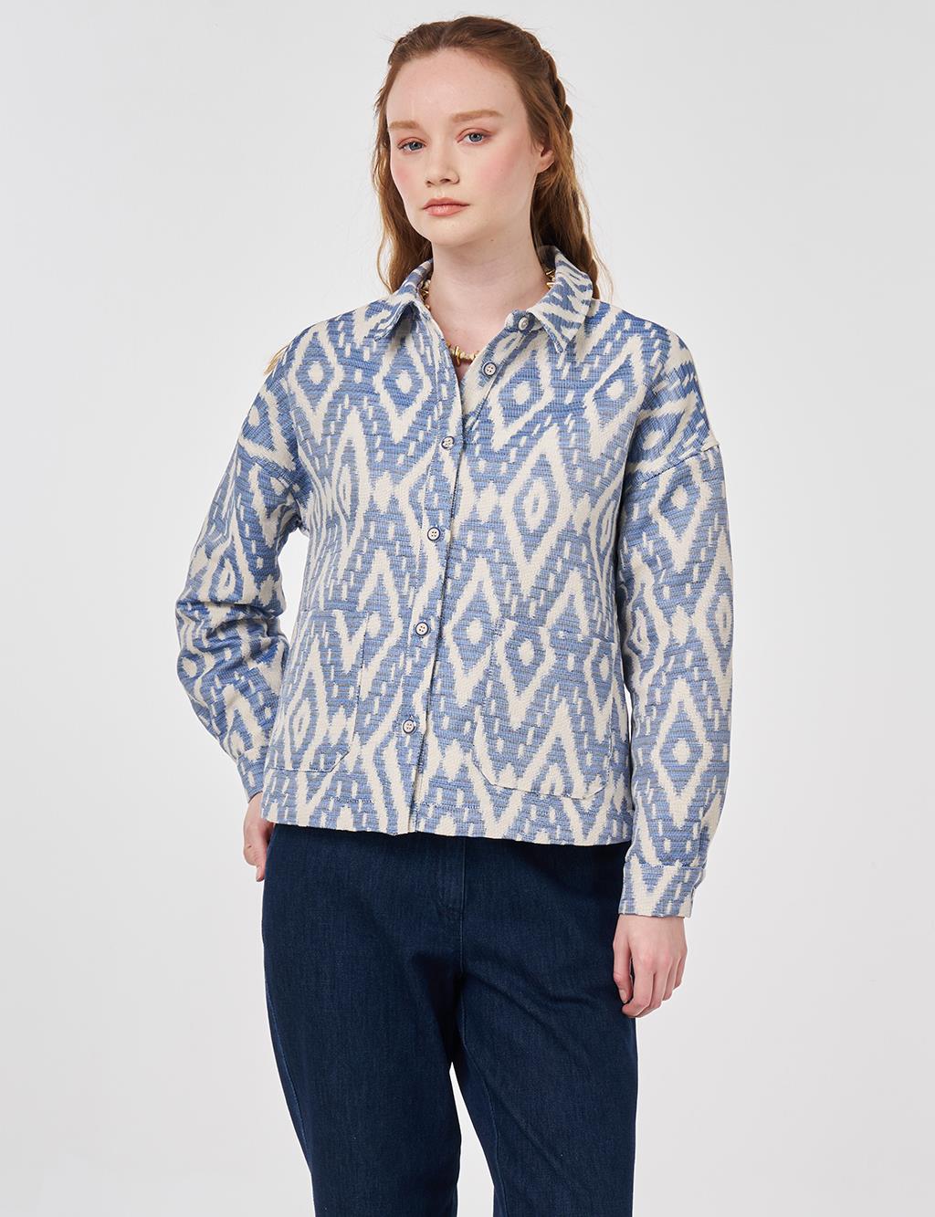 Geometric Pattern Jacket Indigo