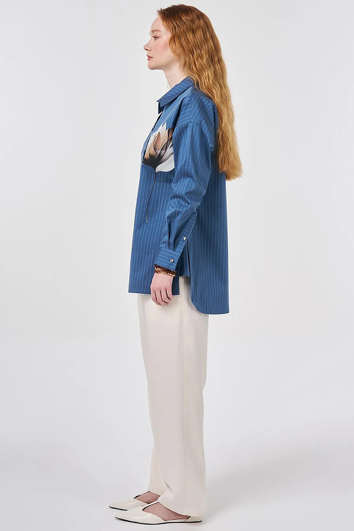 Striped Cotton Blouse Indigo