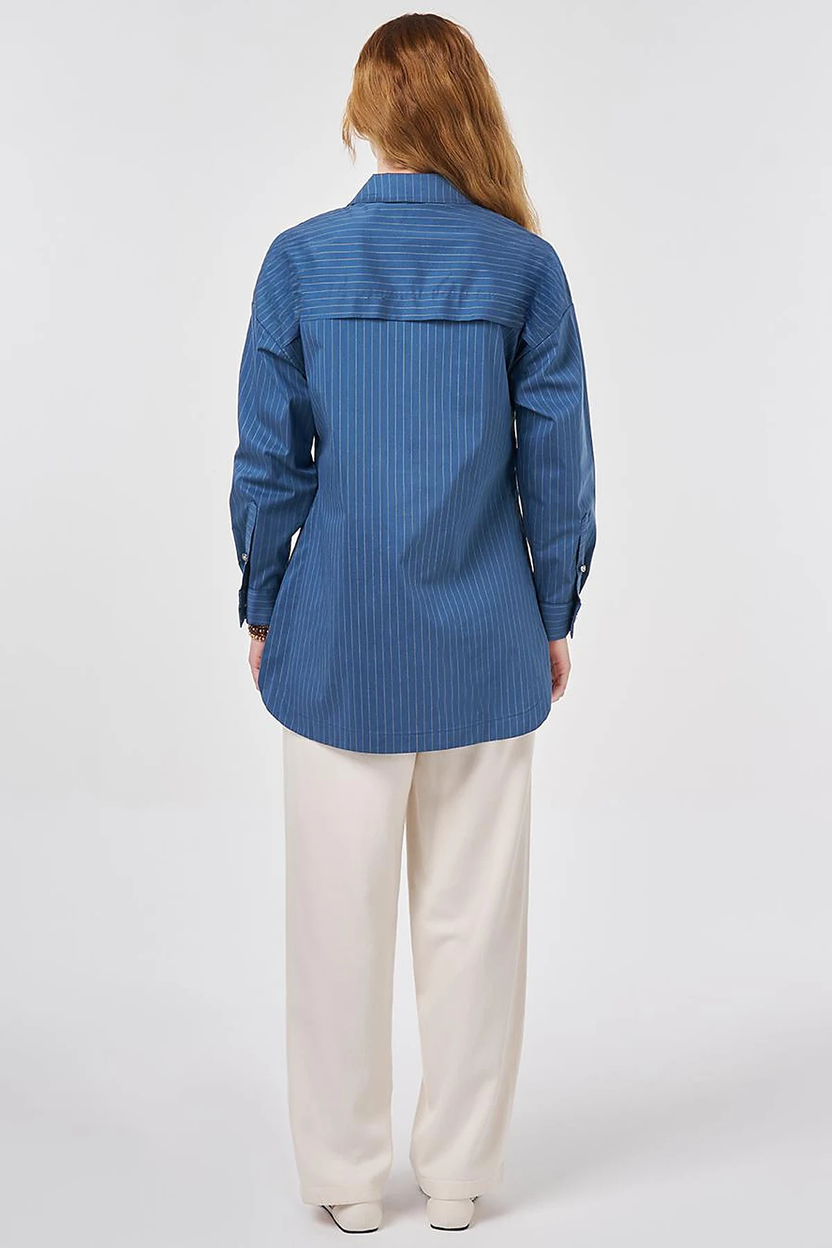 Striped Cotton Blouse Indigo