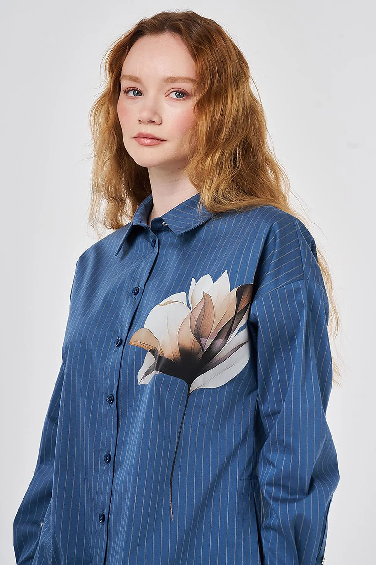 Striped Cotton Blouse Indigo