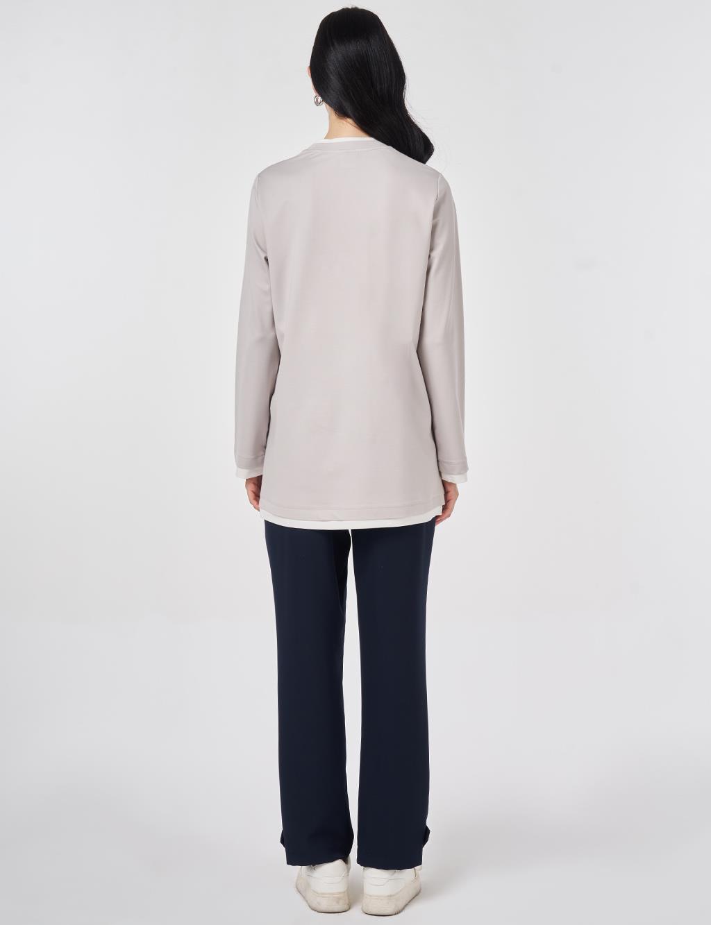 Trim-Detail Jersey Sweatshirt Gray