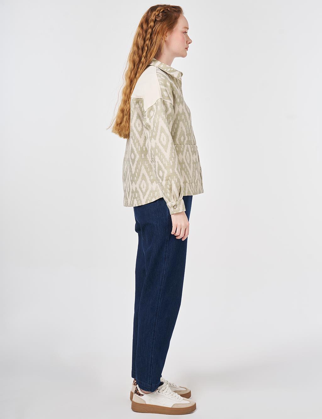 Geometric Pattern Jacket Moss Green