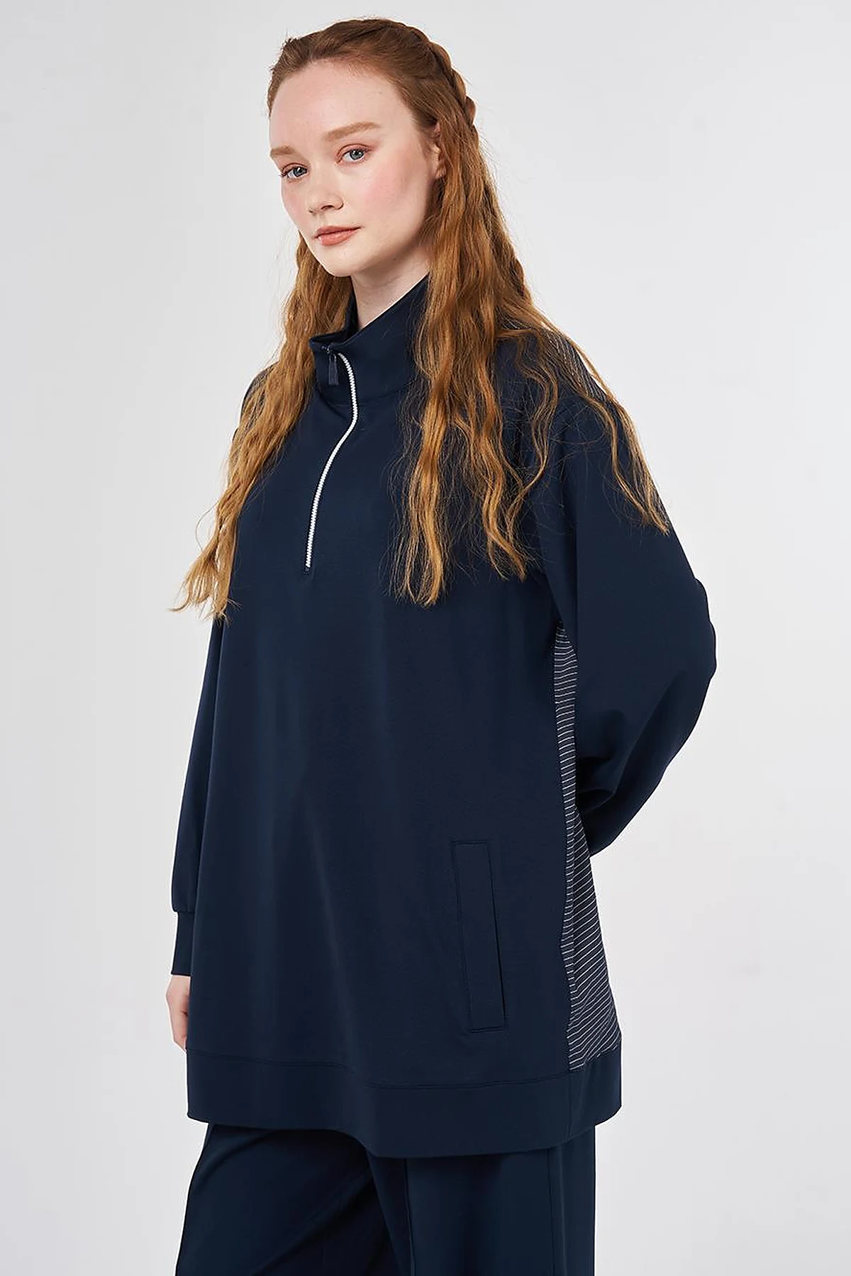 Trimmed Rayon Sweatshirt Dark Navy