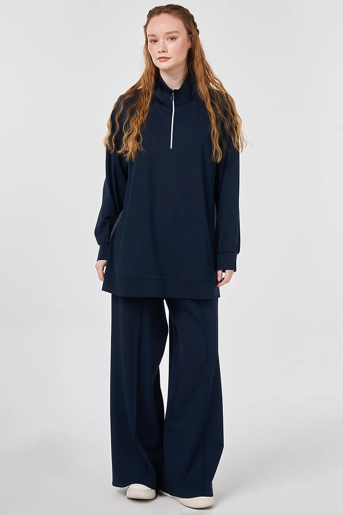 Trimmed Rayon Sweatshirt Dark Navy