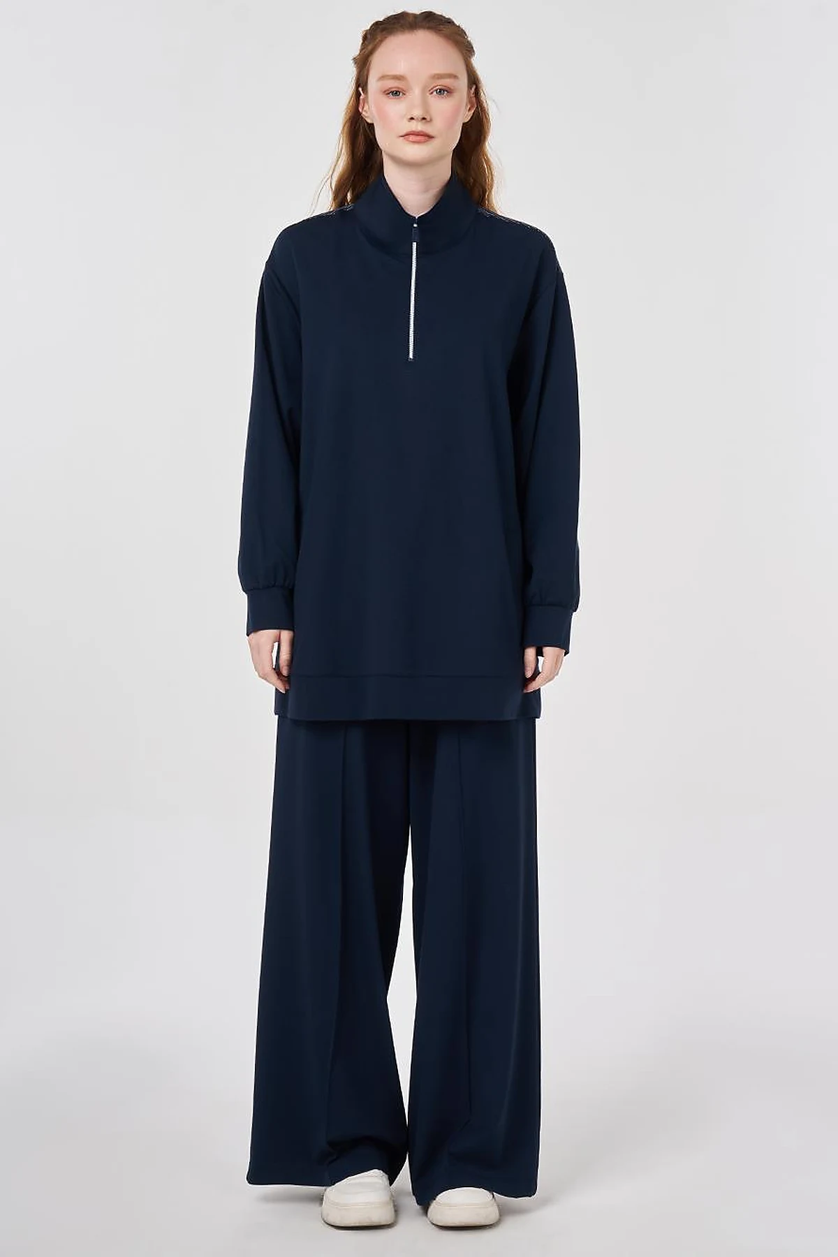 Trimmed Rayon Sweatshirt Dark Navy