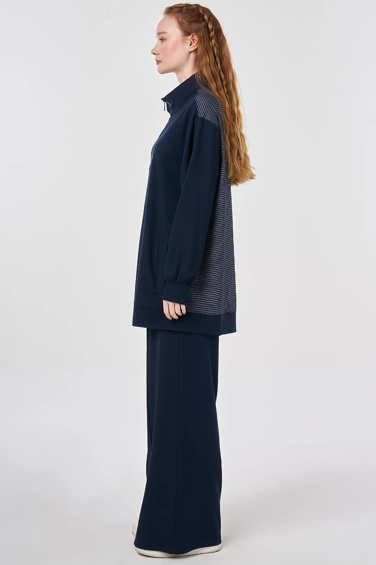 Trimmed Rayon Sweatshirt Dark Navy