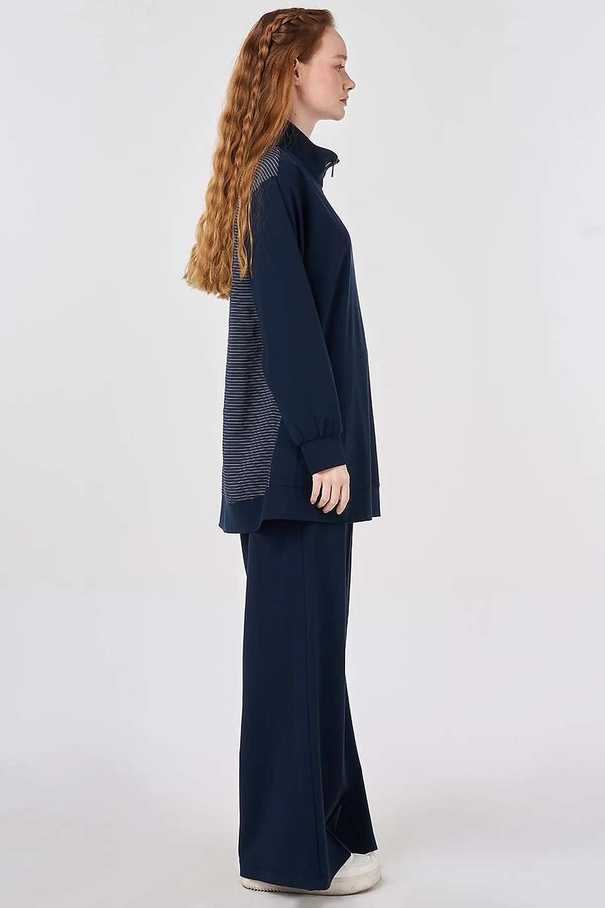 Trimmed Rayon Sweatshirt Dark Navy