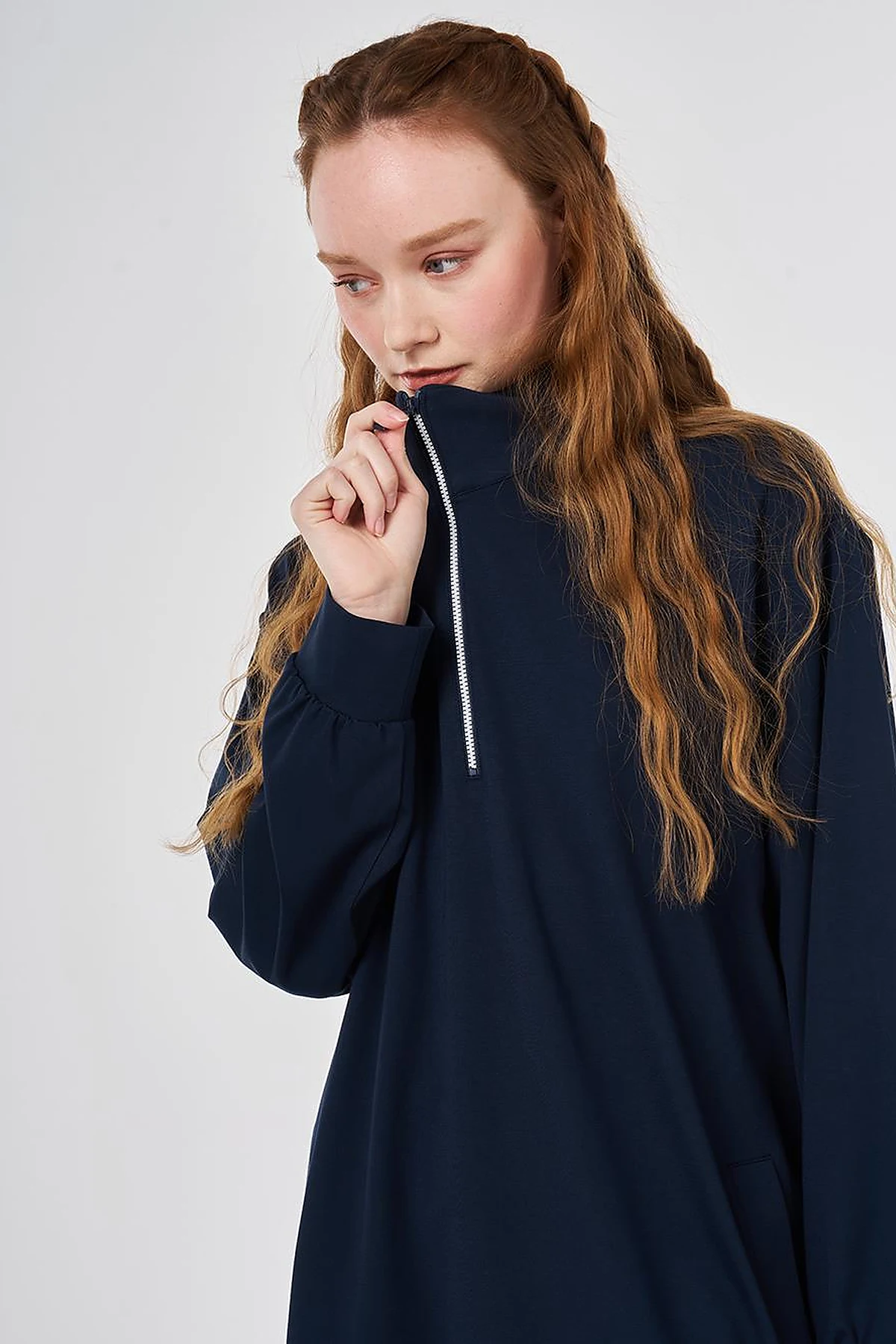 Trimmed Rayon Sweatshirt Dark Navy