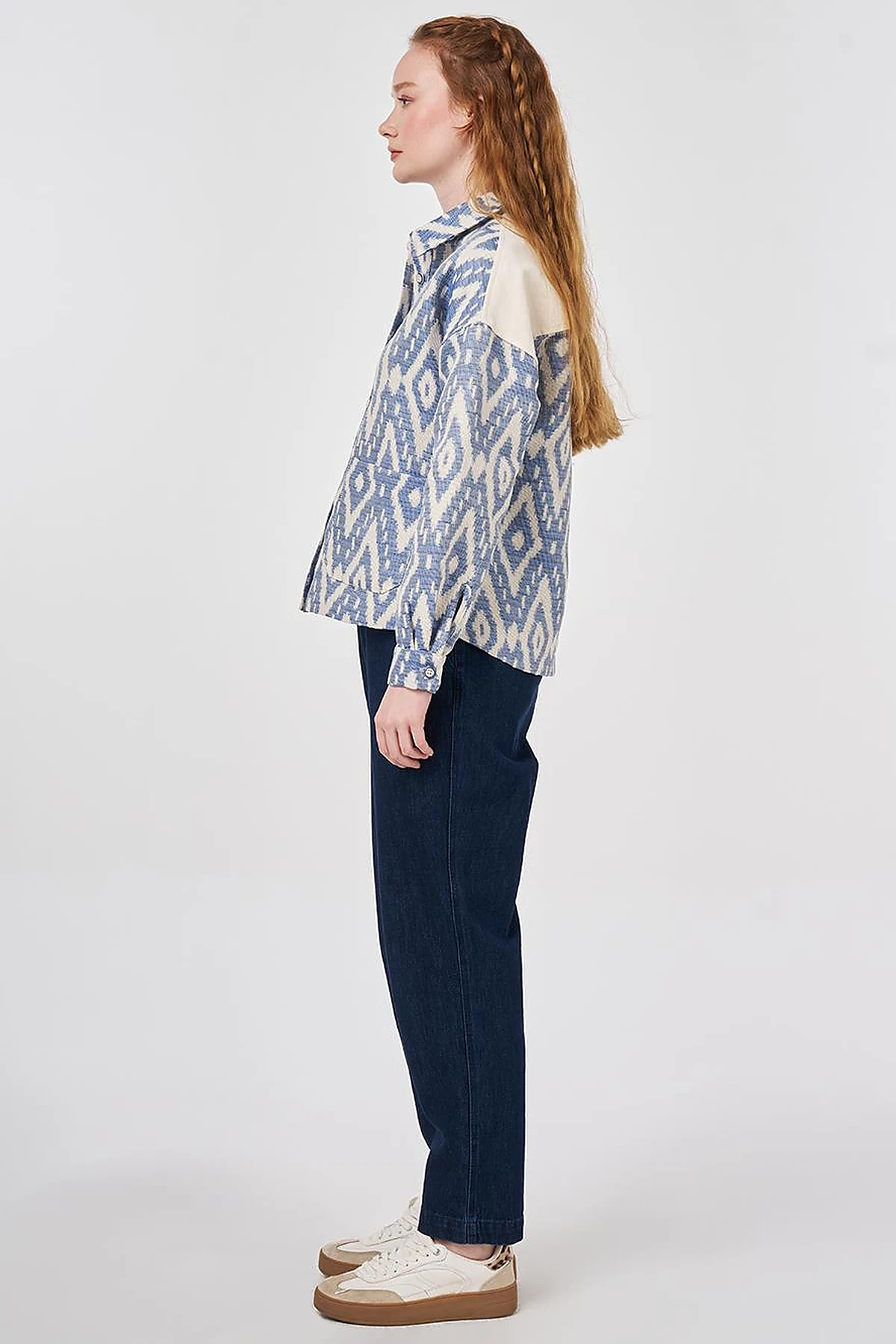 Geometric Pattern Jacket Indigo