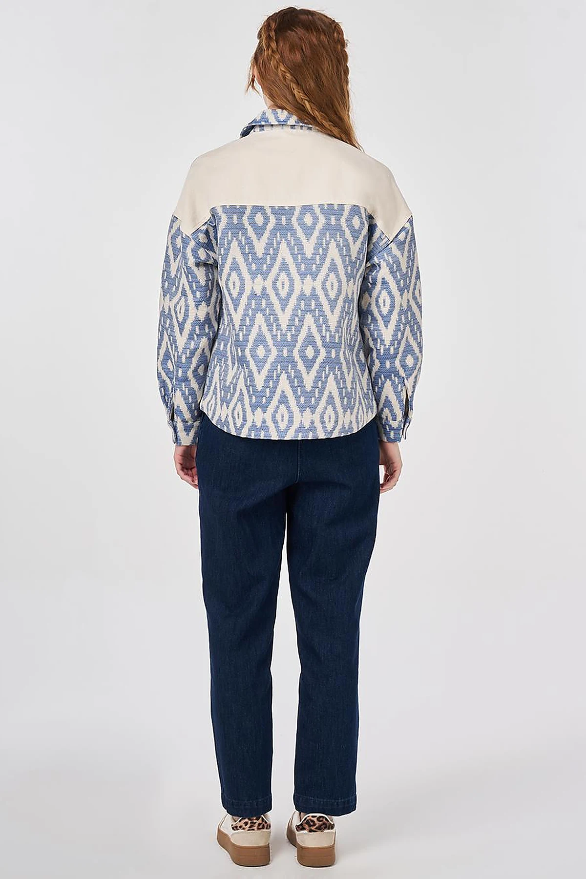 Geometric Pattern Jacket Indigo