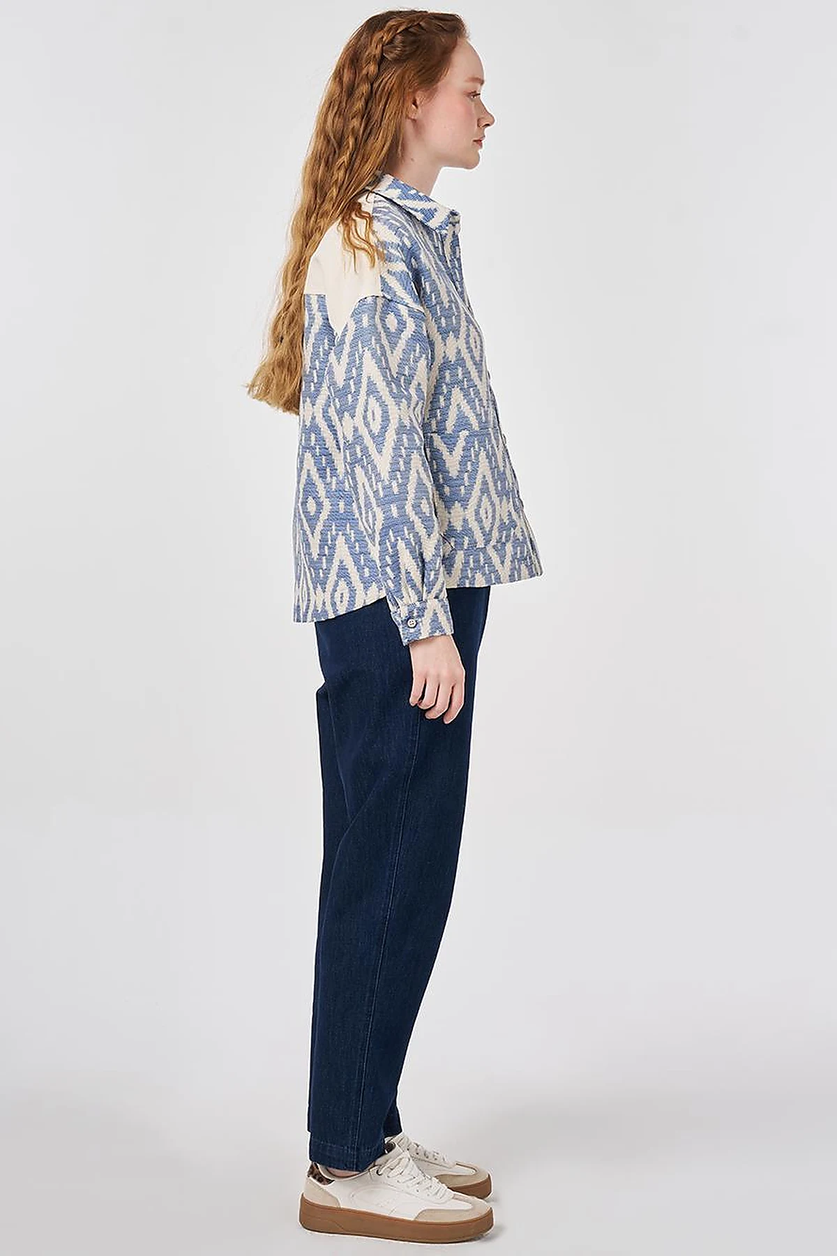 Geometric Pattern Jacket Indigo
