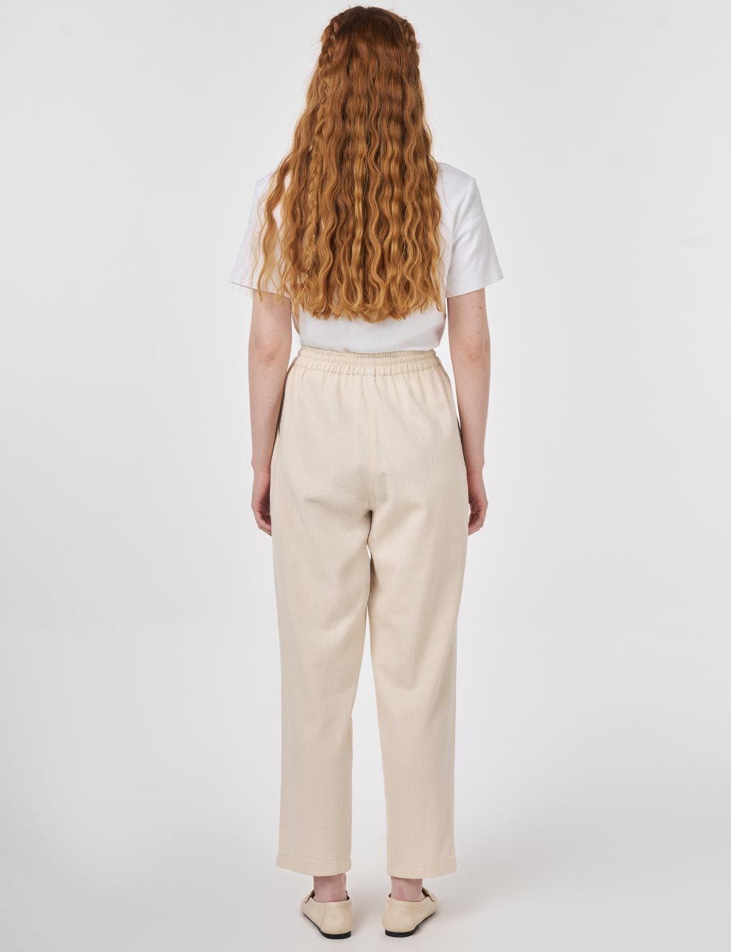 Yüksek Bel Gabardin Pantolon Krem 