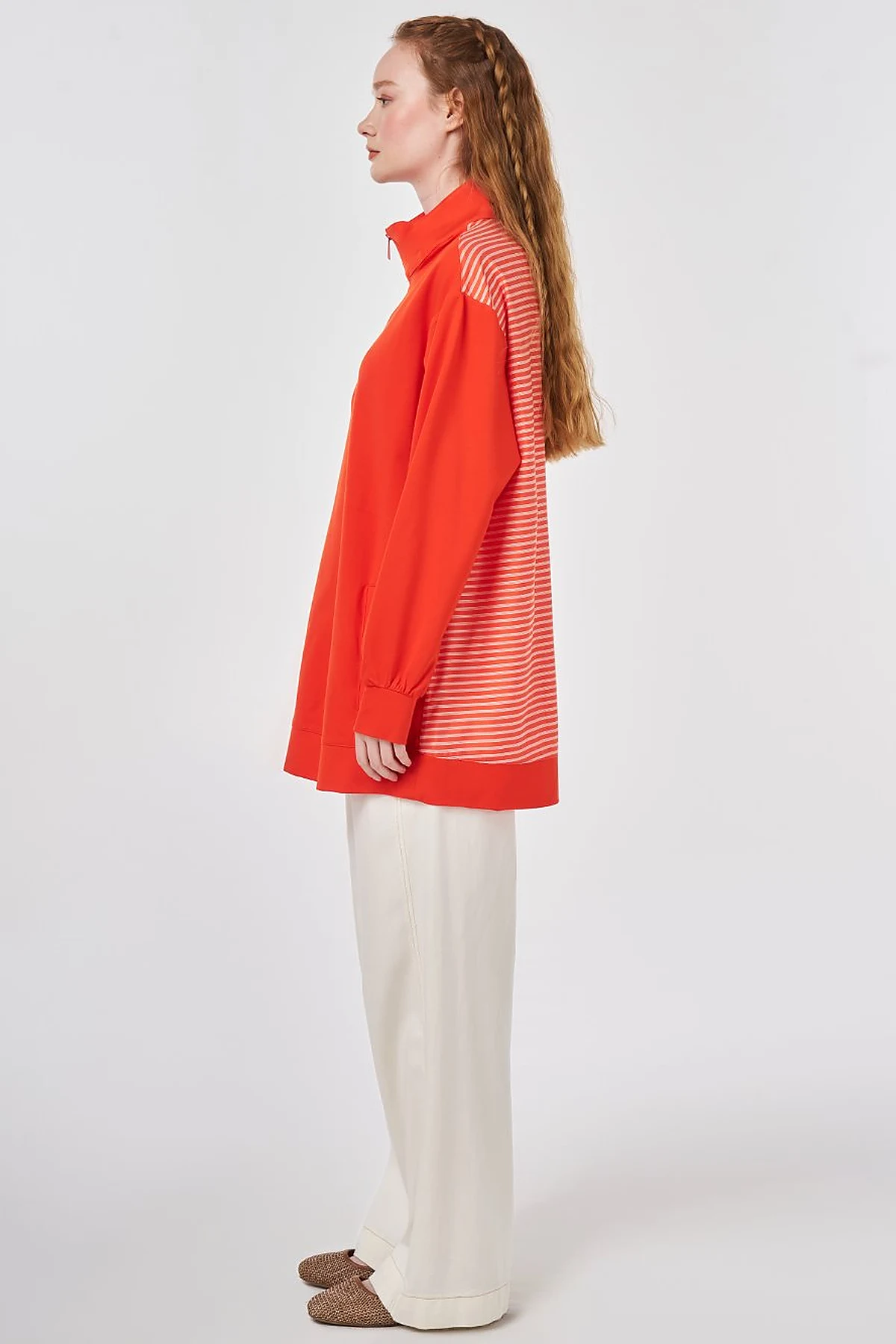 Trimmed Viscose Sweatshirt Coral