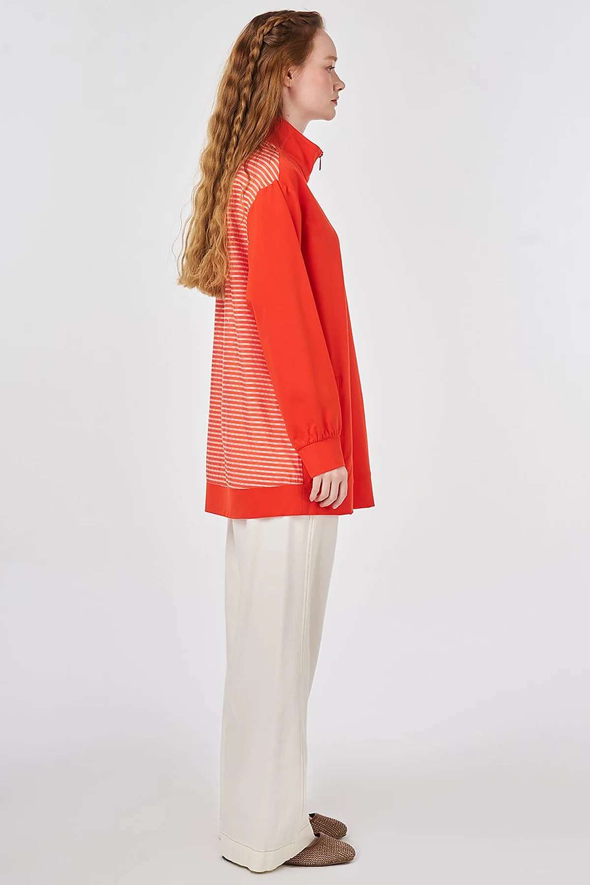Trimmed Viscose Sweatshirt Coral