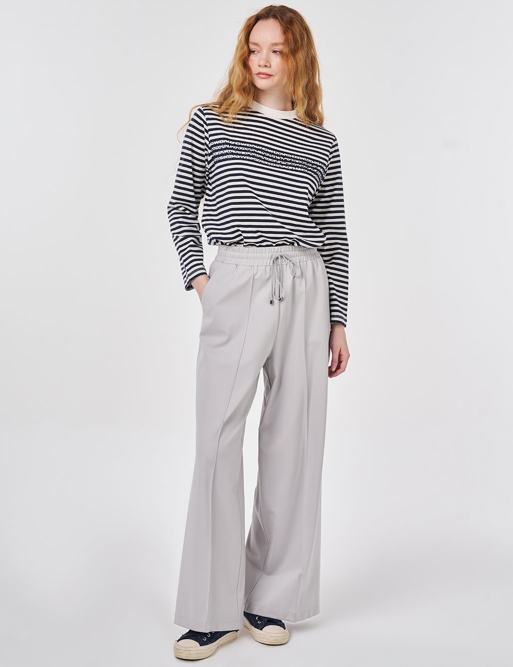 Beli Lastikli Rahat Kesim Pantolon Gri 