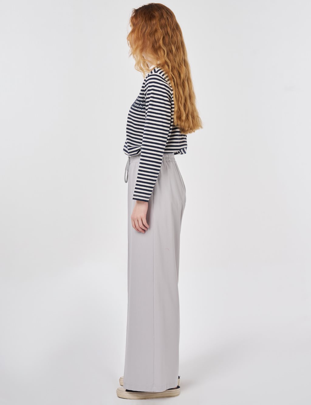 Beli Lastikli Rahat Kesim Pantolon Gri 