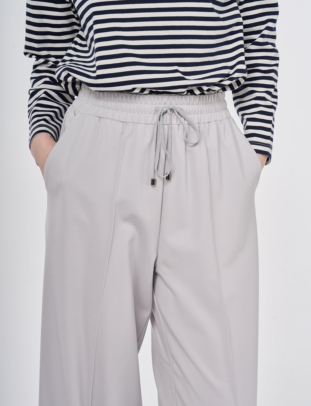 Beli Lastikli Rahat Kesim Pantolon Gri 