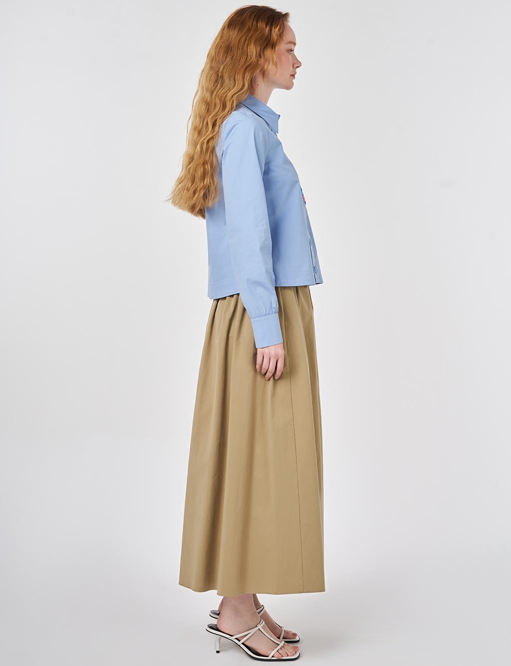 Sequined Cotton Blouse Light Aviator Blue