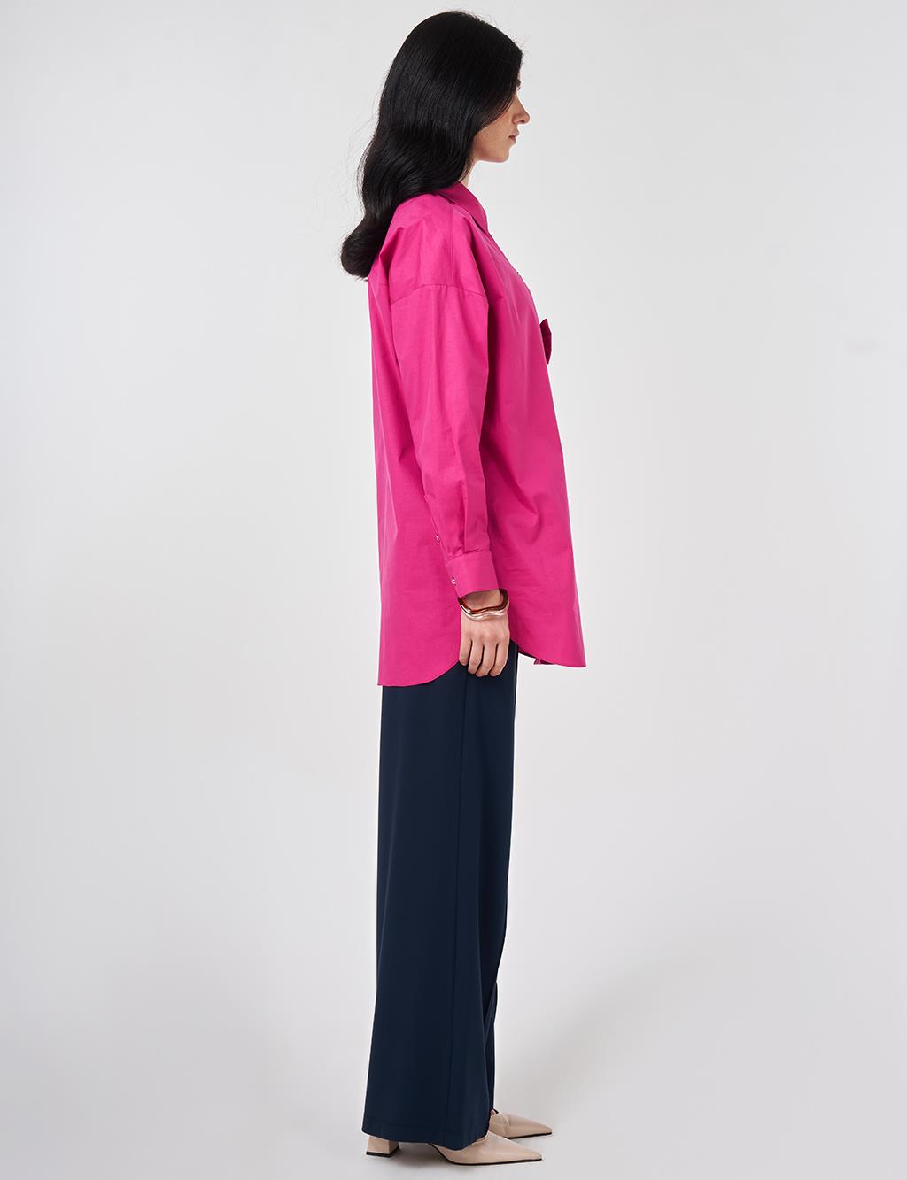 Bow-Detail Cotton Tunic Violet