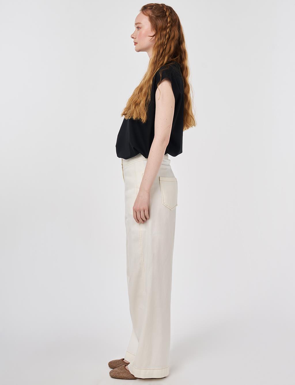 Relaxed Fit Canvas Pants Ecru