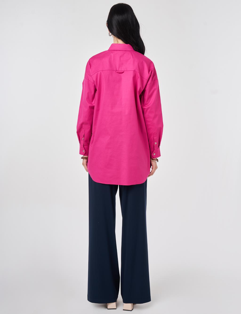 Bow-Detail Cotton Tunic Violet