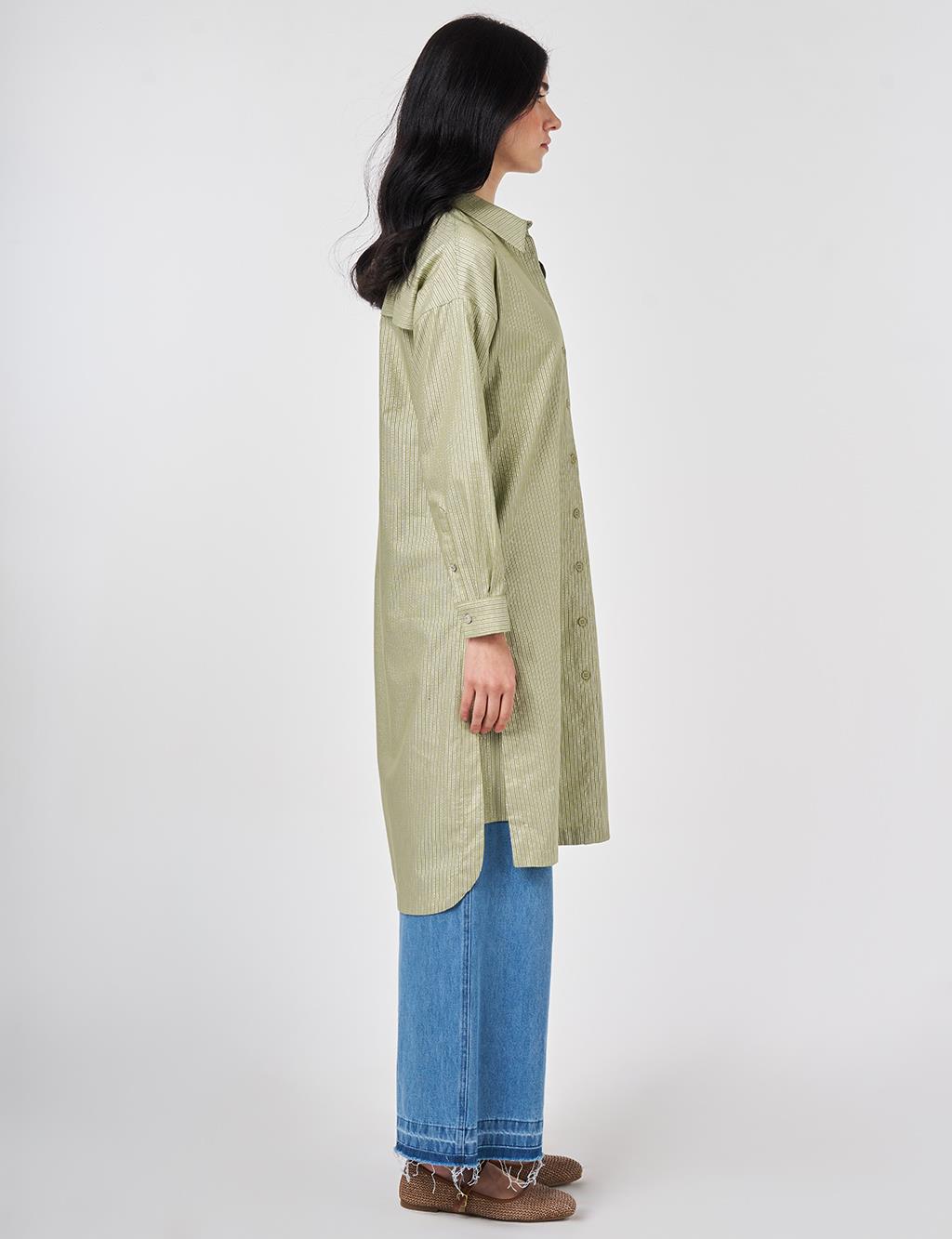 Floral Print Cotton Tunic Matcha Green