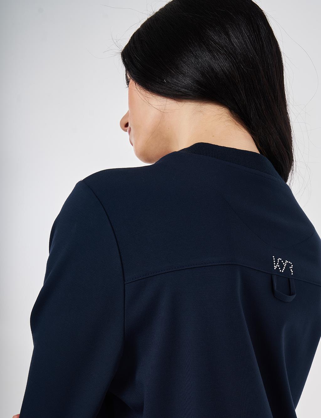 Crew Neck Knitted Blouse Dark Navy