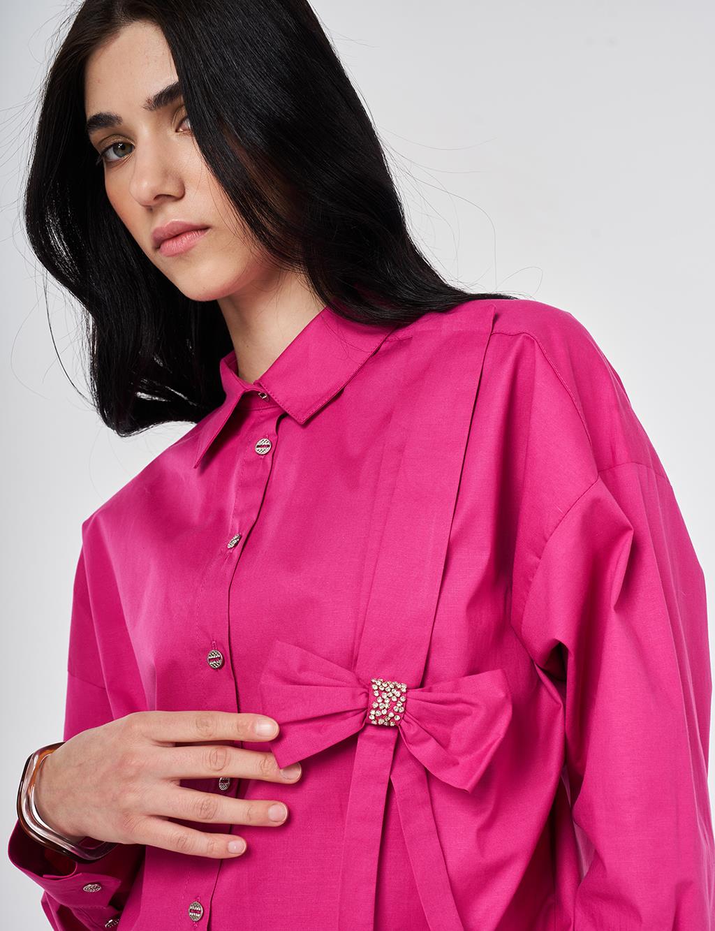 Bow-Detail Cotton Tunic Violet