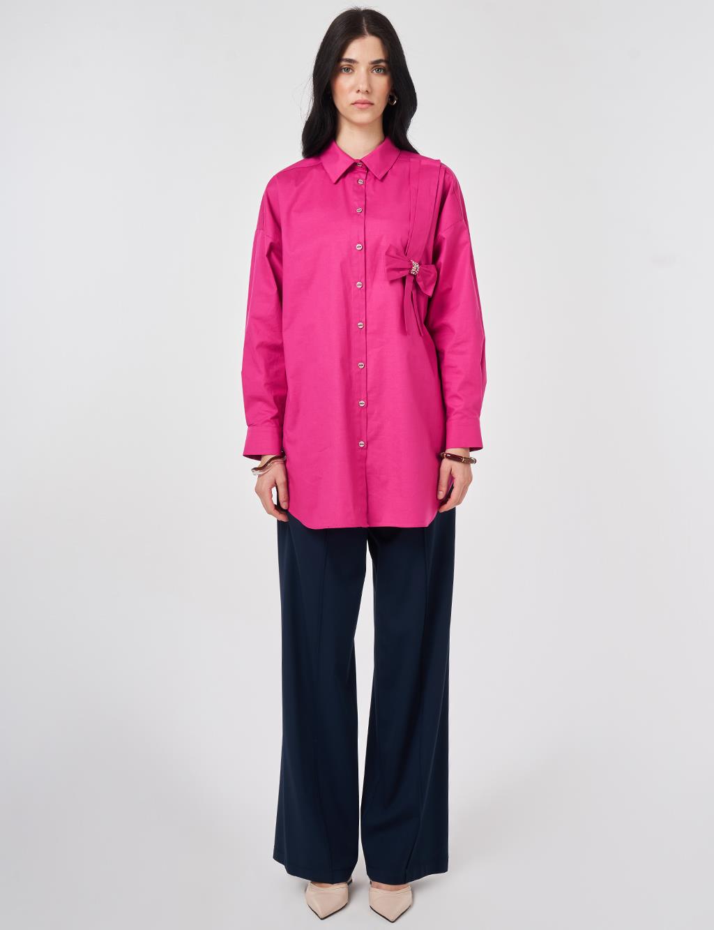 Bow-Detail Cotton Tunic Violet