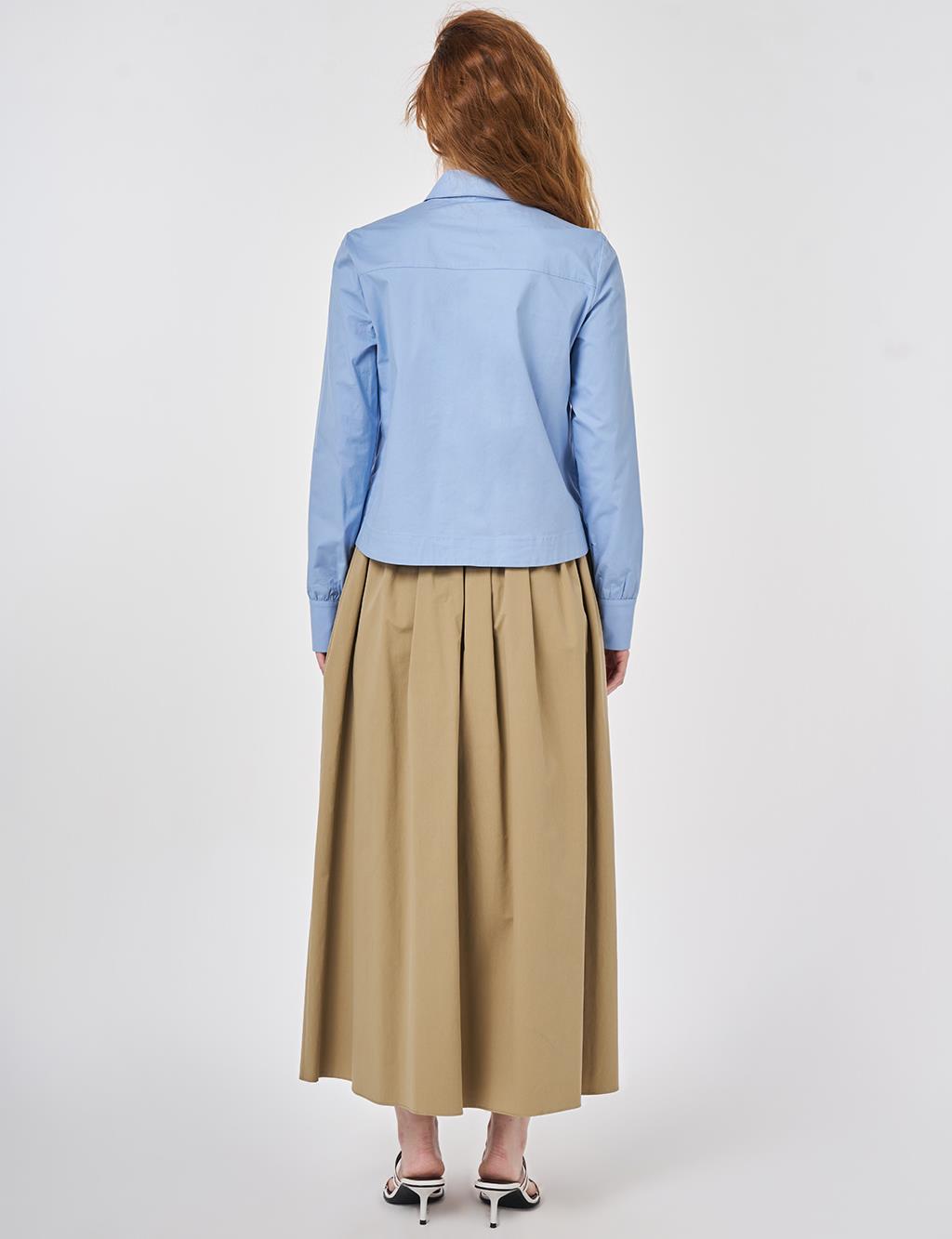 Sequined Cotton Blouse Light Aviator Blue