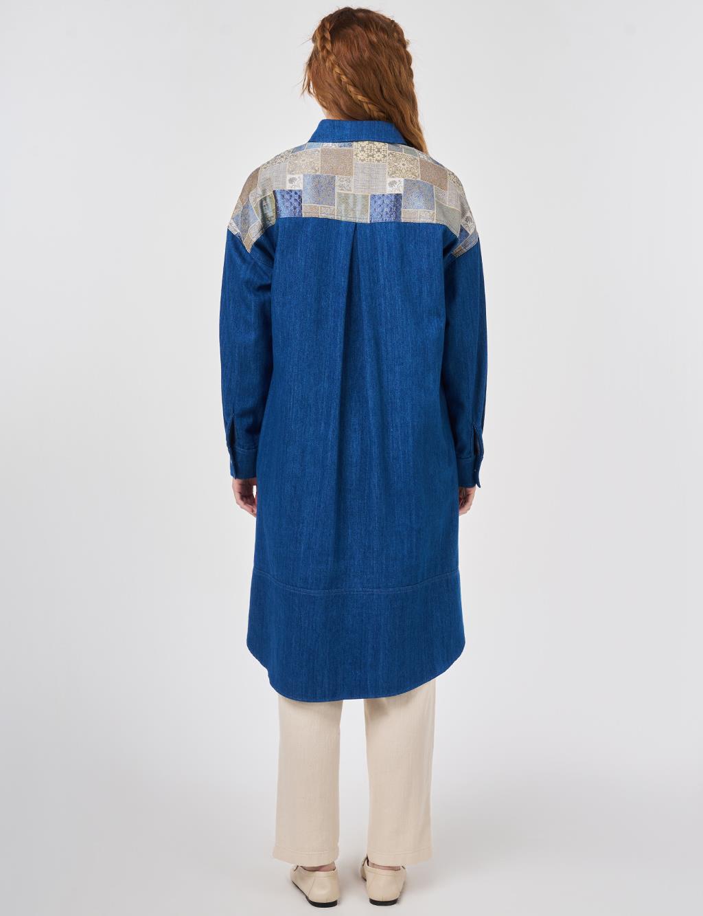 Washed Jacquard Denim Tunic Blue 