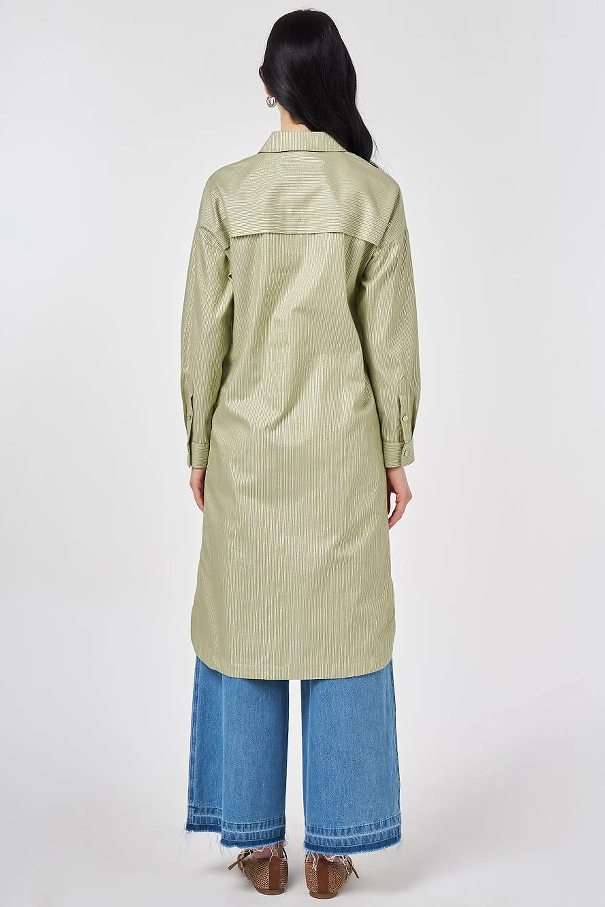 Floral Print Cotton Tunic Matcha Green