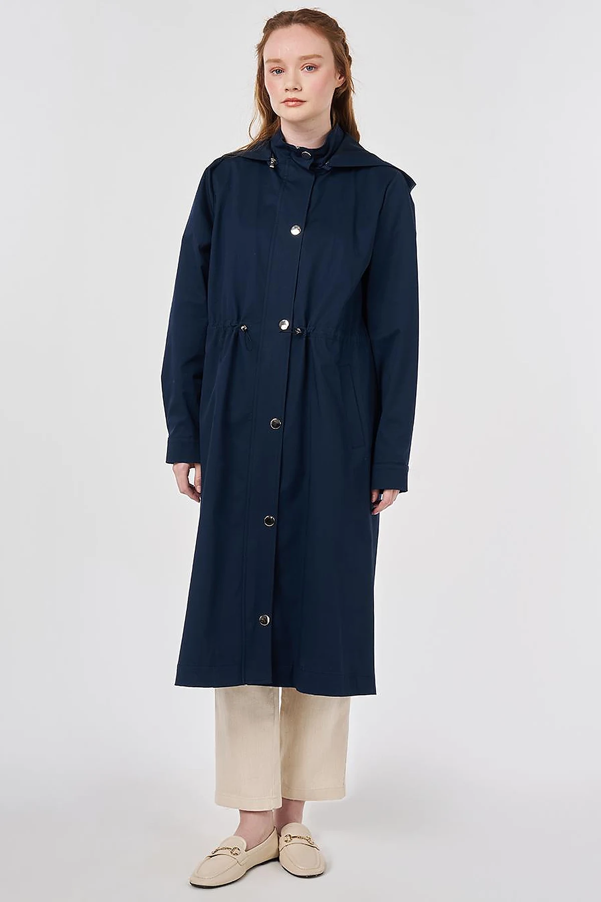 Hooded Trench Coat Dark Navy