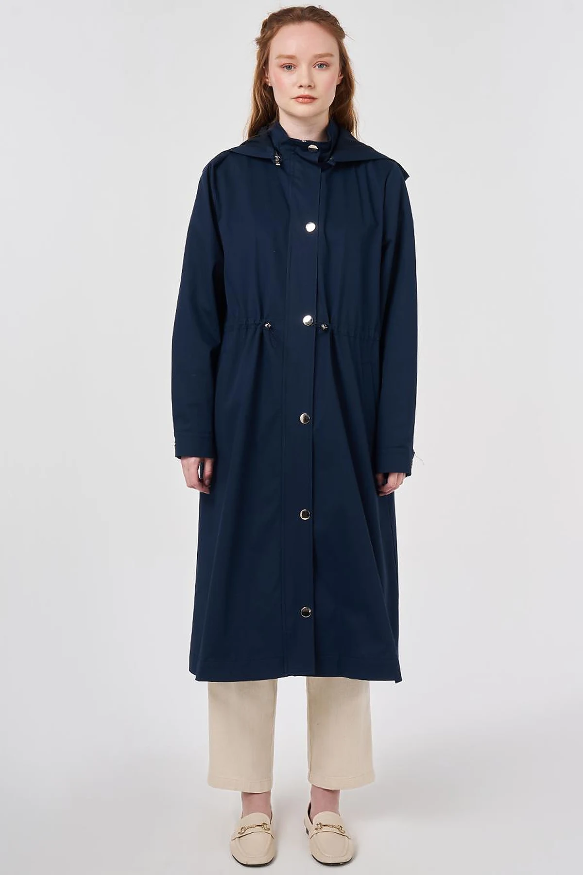 Hooded Trench Coat Dark Navy