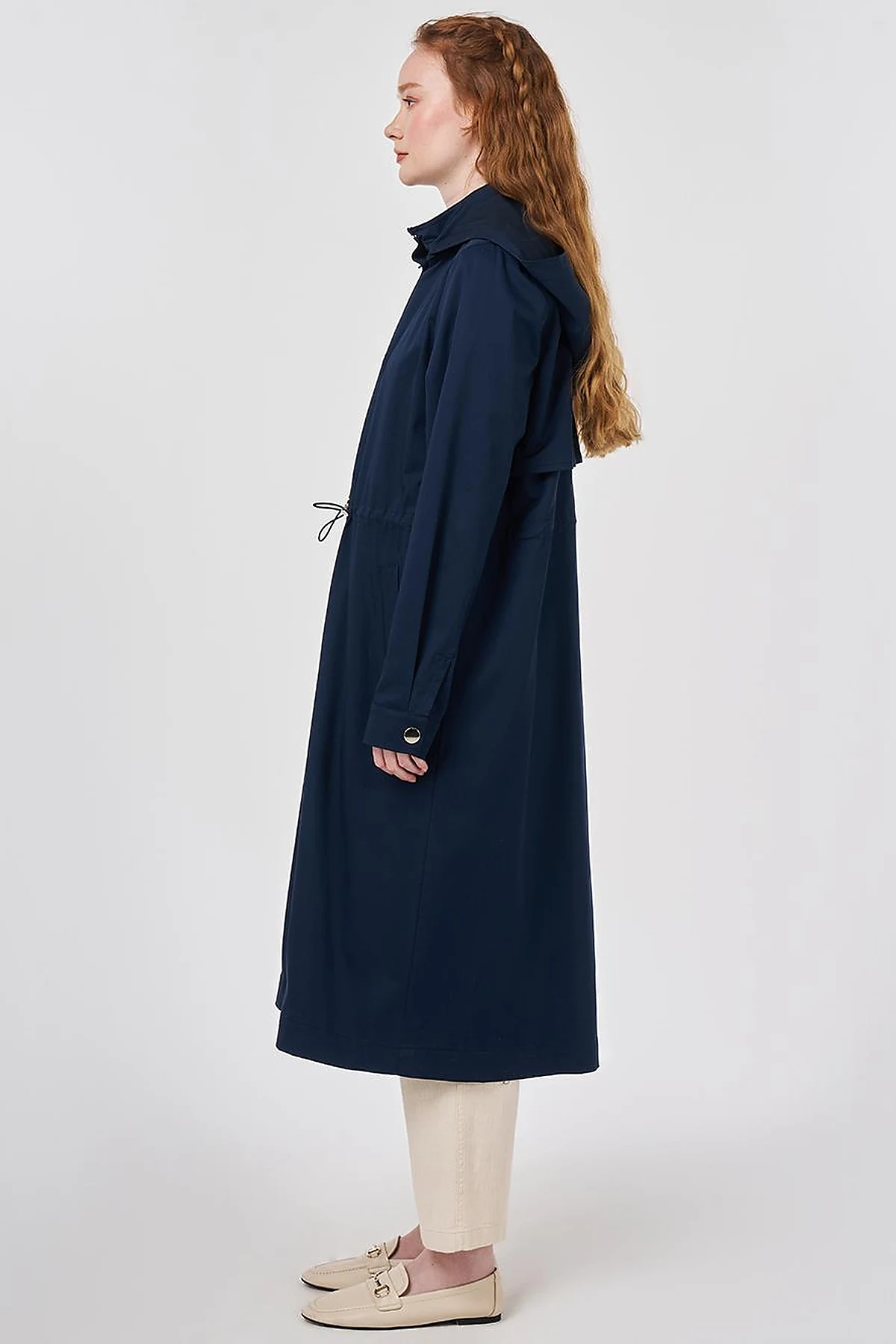 Hooded Trench Coat Dark Navy